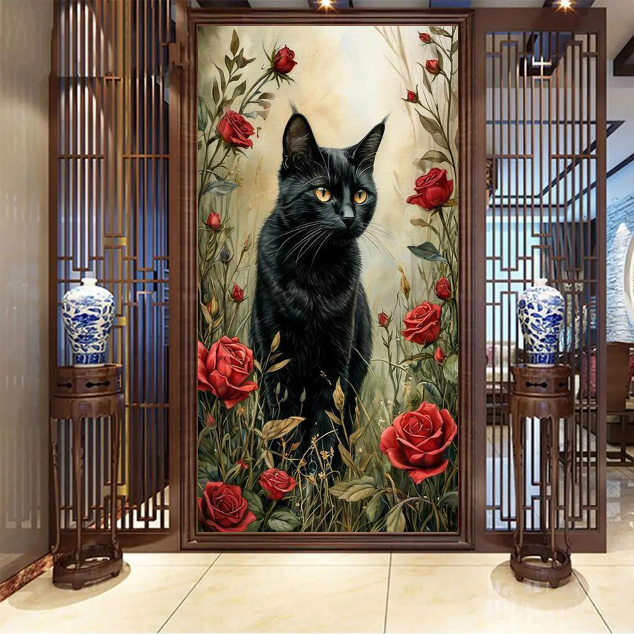Red Black Cat Large Size Diy D - đánh giá và giá Resin Art Rose